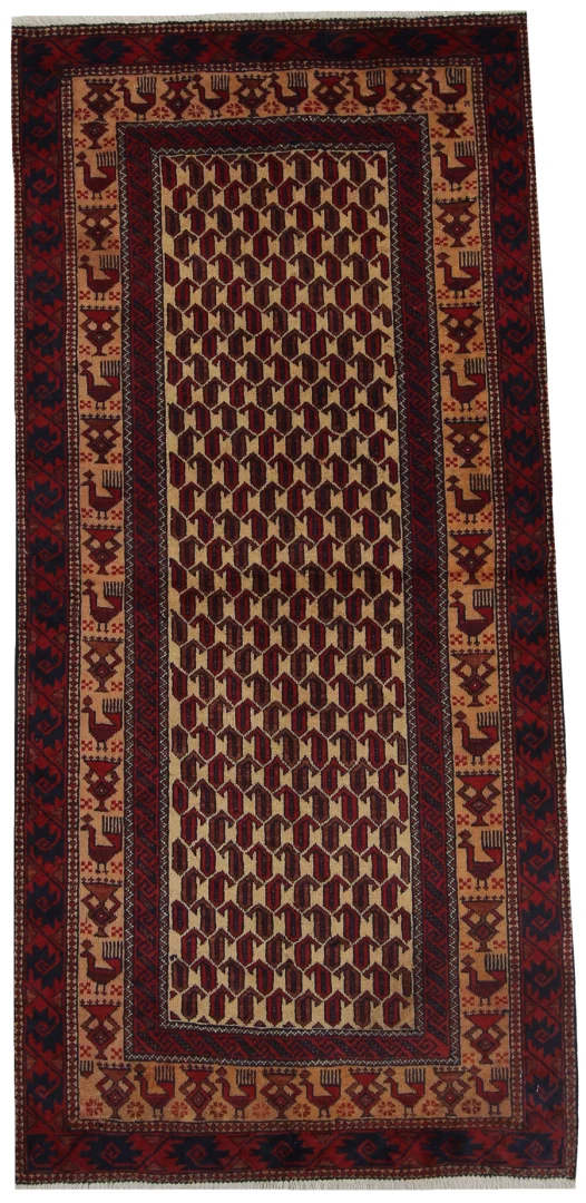 Belutsch Teppich 176 x 82 cm - Knotendichte 120.000 - 250.000 Knoten/m², handgeknüpft, Perserteppich