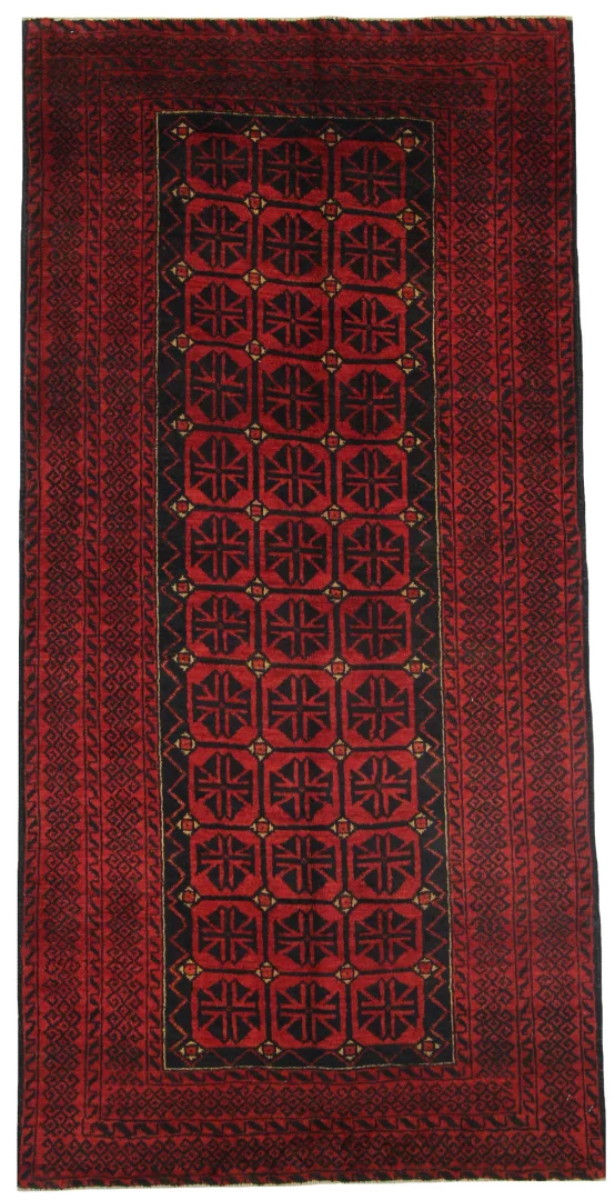 Belutsch Perserteppich 198 x 98 cm, Knotendichte 120.000 - 250.000 Knoten/m², handgeknüpft
