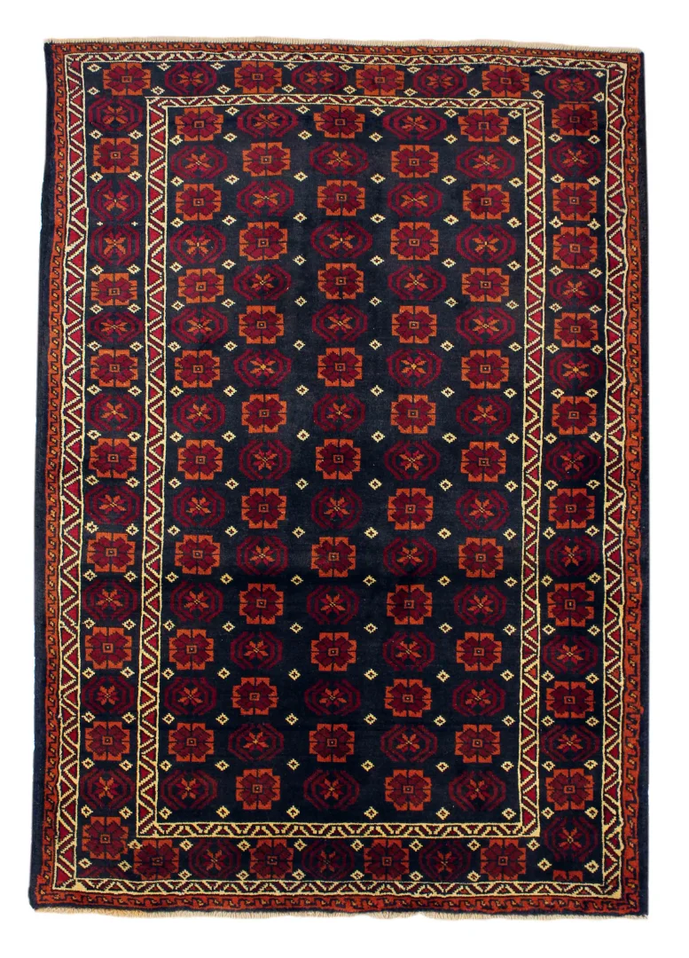 Belutsch Teppich 201 x 134 cm, Knotendichte 120.000 - 250.000 Knoten/m², traditionelle Handarbeit, natürliche Wolle, handgeknüpft, Perserteppich