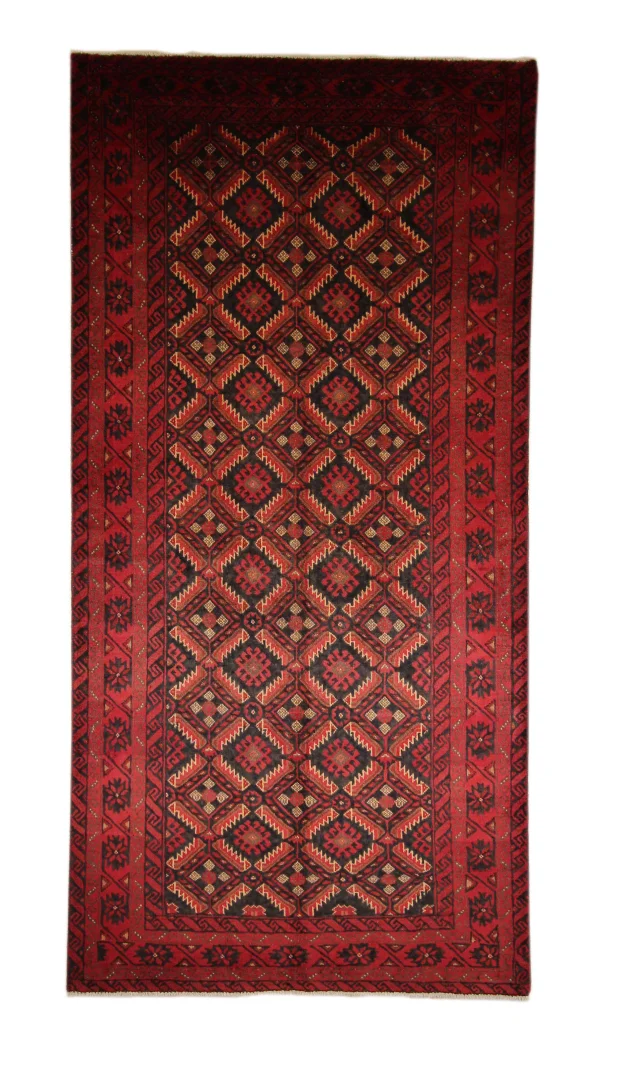 Balutsch Perserteppich 215 x 105 cm - Knotendichte 120.000 - 250.000 Knoten/m², schmutzabweisend, rot-braune Farbtöne, handgeknüpft