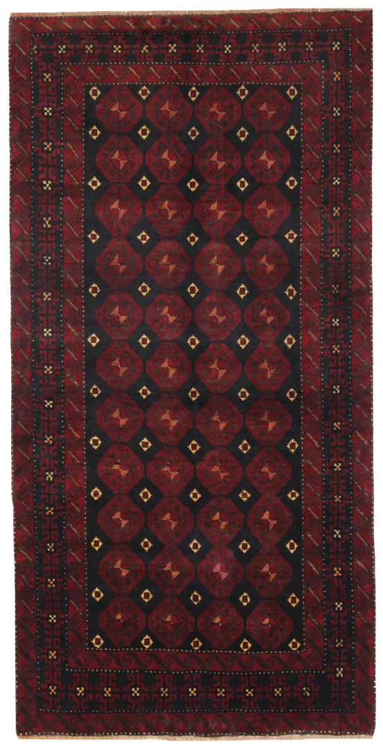 Belutsch Teppich 219 x 110 cm - Knotendichte 120.000 - 250.000 Knoten/m², traditionell handgeknüpft aus natürlicher Wolle - Perserteppich