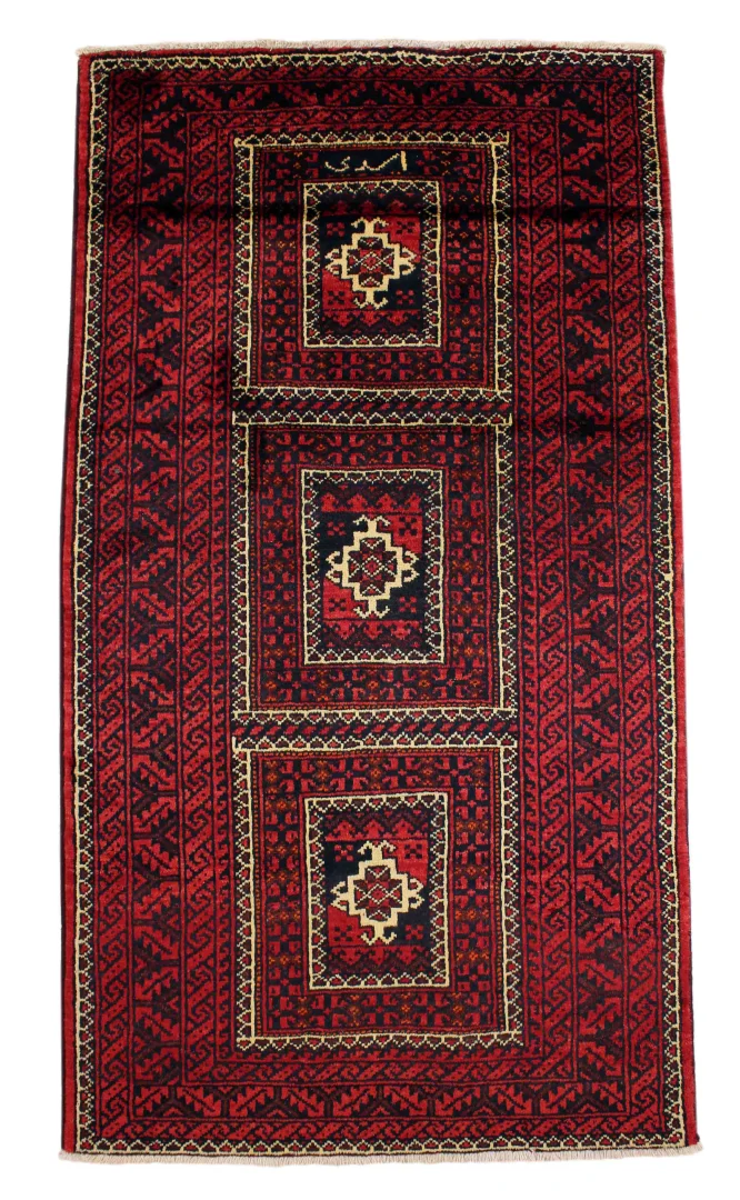 Belutsch Teppich 225 x 125 cm, Knotendichte 120.000 - 250.000 Knoten/m², handgeknüpft, Perserteppich