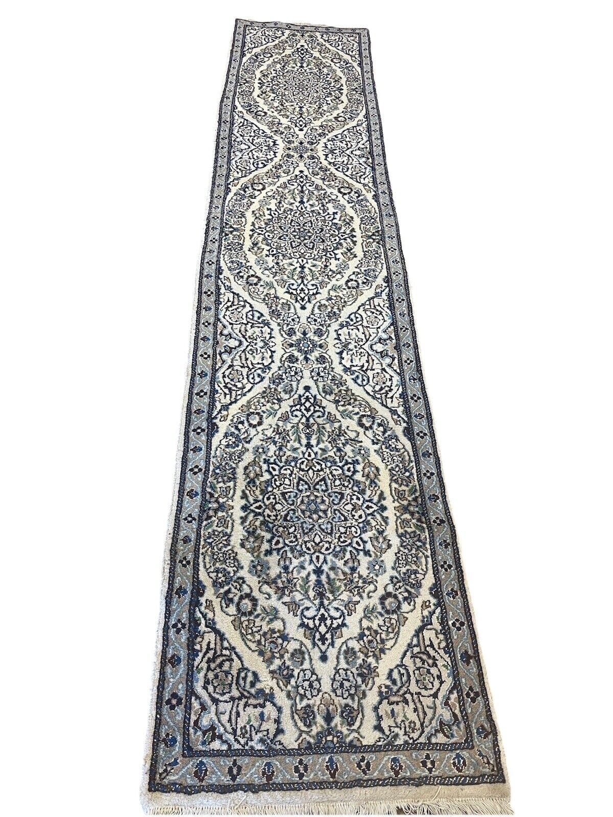 Original Perserteppich Nain 9 LA mit Seide, 310x65cm, 10mm Florhöhe, elegantes orientalisches Design, handgeknüpft, Perserteppich Läufer