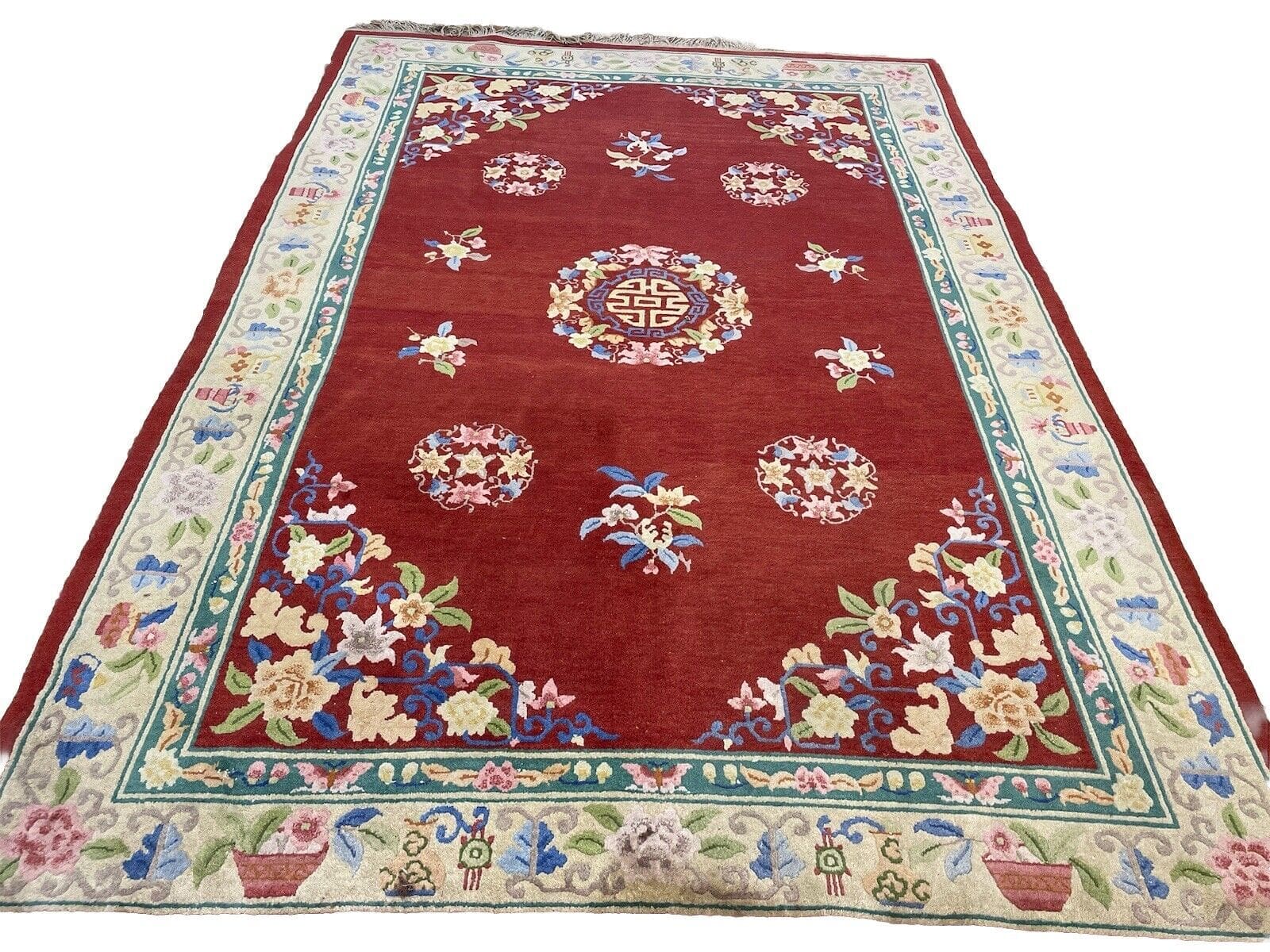Handgeknüpfter Peking Teppich 285 x 185 cm mit 220.000 Knoten – Top Qualität aus 100% reiner Wolle, Royal Peking Muster in elegantem Blau – Perserteppich