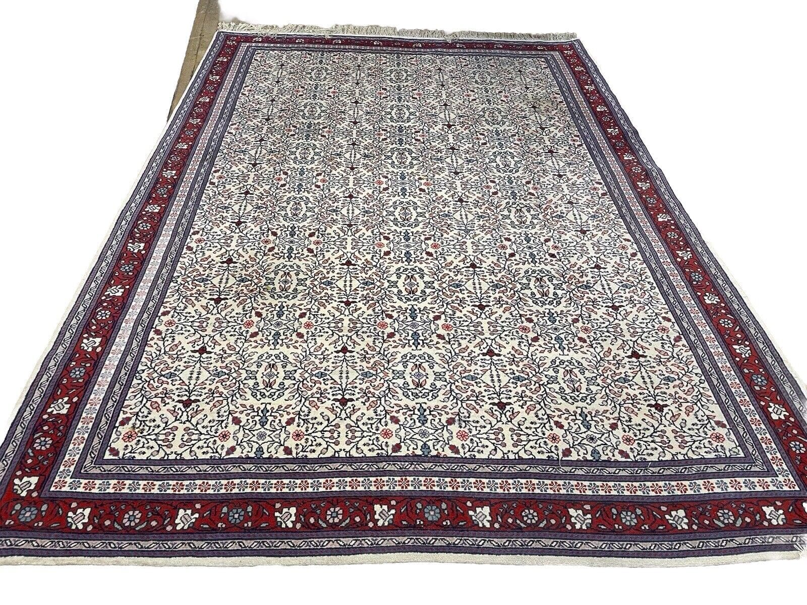 Perserteppich "Garten Von Eden" 296x206 cm, geblümtes Muster in Blautönen, 10mm Florhöhe, 100% Schurwolle, top Zustand, handgeknüpft