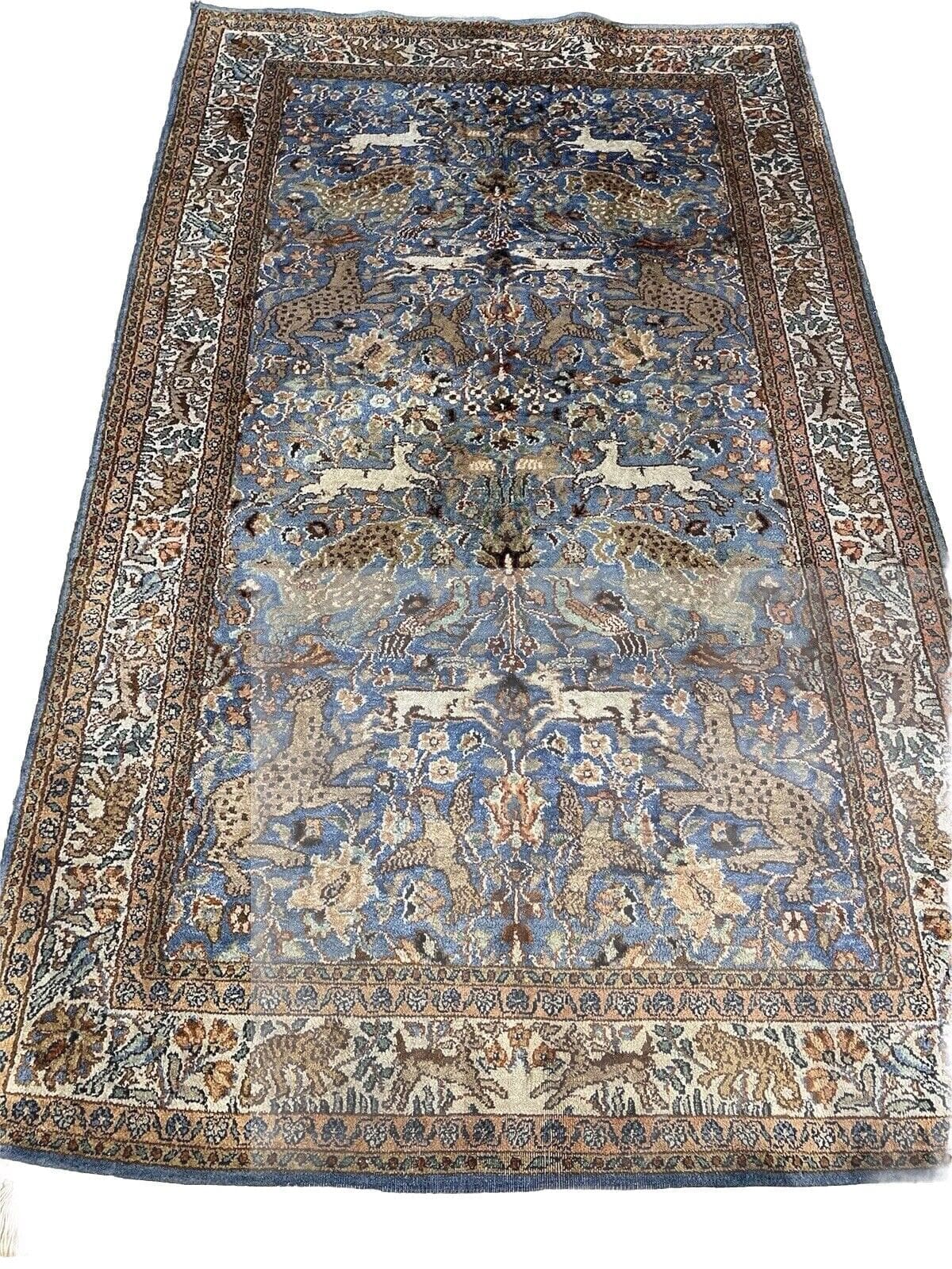 Türkiser Perserteppich 155x92 cm - Handgeknüpft, 100% Seide, modernes Medallion, für Fußbodenheizung geeignet - Absolut Spitze, Top Qualität, handgeknüpft, Perserteppich