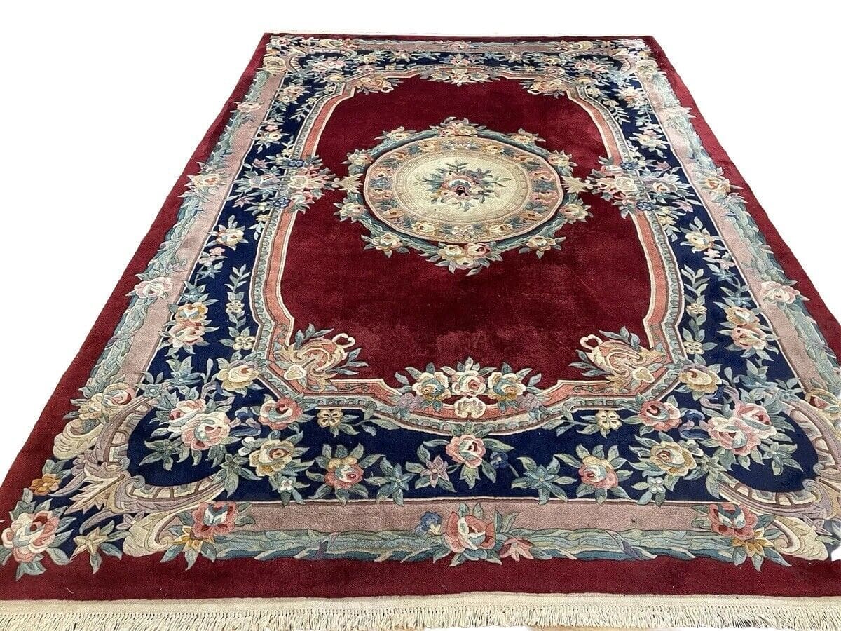 Royal Peking Antik Abusson Teppich 315x215 cm - Hochflor Rot, Top Qualität, 100% handgeknüpft, Perserteppich