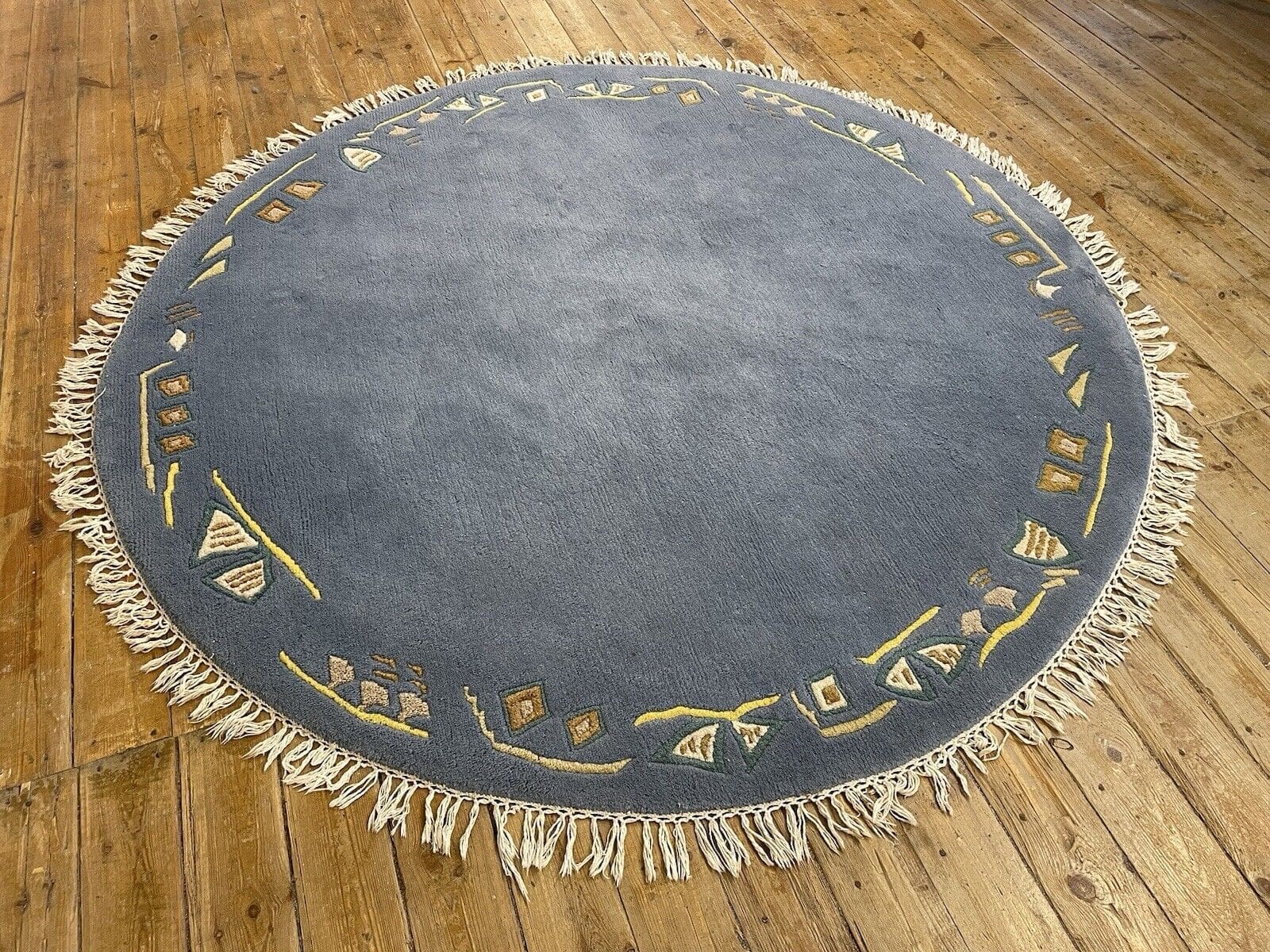 Perserteppich 200 cm Rund – Super Nepal aus reiner nepalesischer Schurwolle, hellblau, klassisches China-Design, handgeknüpft