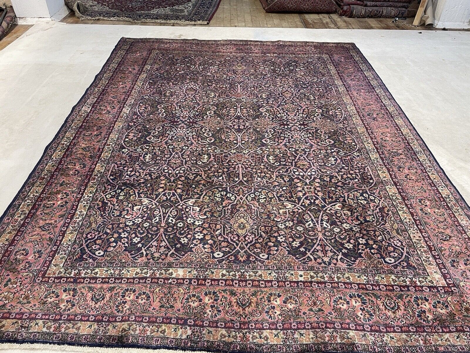 Antiker Perserteppich 350x255 cm - Extrem feine Kashmir reine Seide