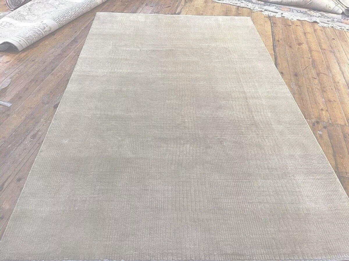 Elfenbeinfarbener Loribaft Perserteppich, 305x205 cm, feine Seide, handgeknüpft, 100% reine Hochlandwolle, sehr gute Qualität - Perserteppich handgeknüpft