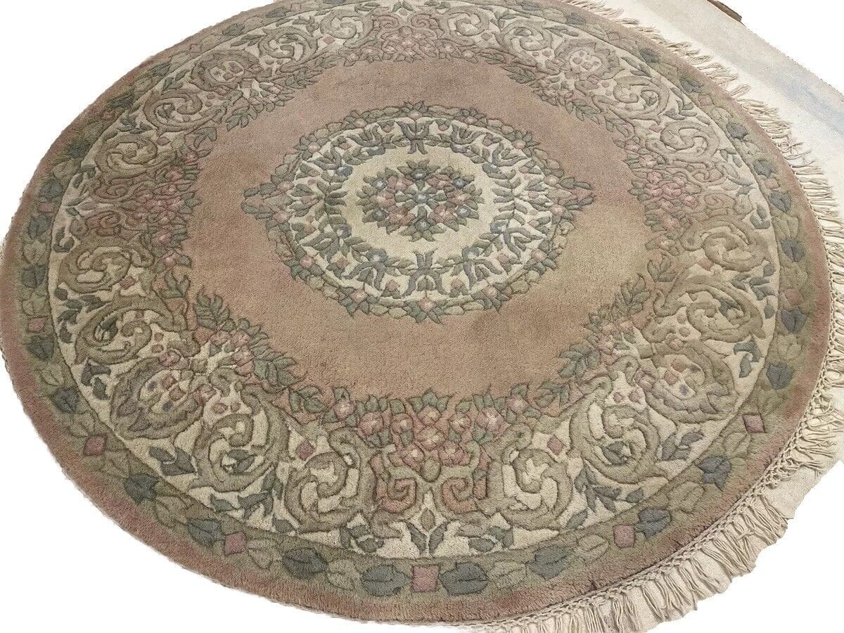 Super Peking Rund 155 – 100% Handgeknüpfter Orientteppich aus 100% reiner Schurwolle in Türkis, Perfekter Zustand – handgeknüpft, Perserteppich