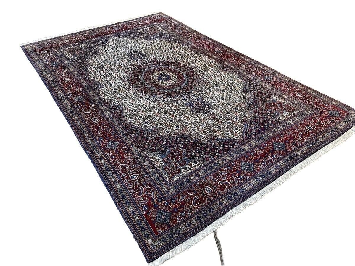 Hochwertiger Orientteppich Moud 300x200 cm - 100% reine Schurwolle mit Seide, ca. 300-400.000 Knoten/m², traditionell handgeknüpft, Perserteppich