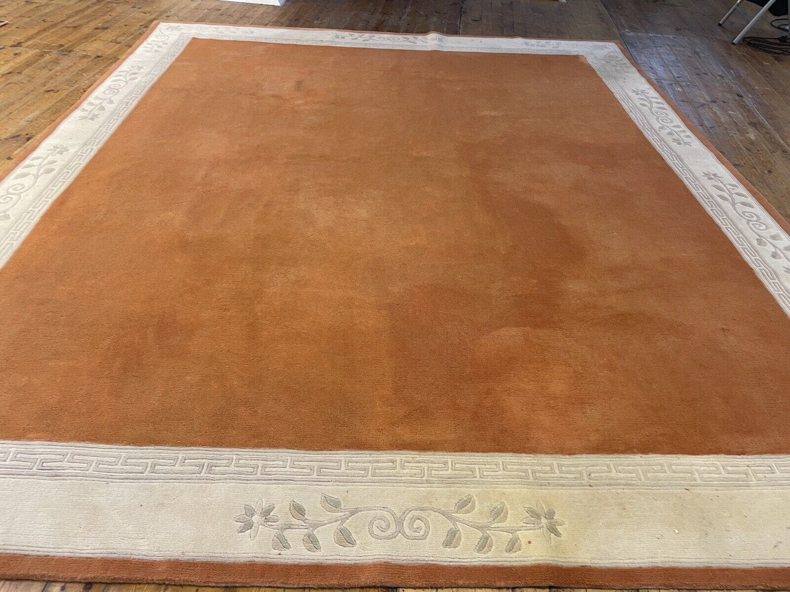 Rosa Perserteppich 400x350 cm - 100% Schurwolle, Florhöhe 27 mm, Nepal-Design, Zertifikat - handgeknüpft