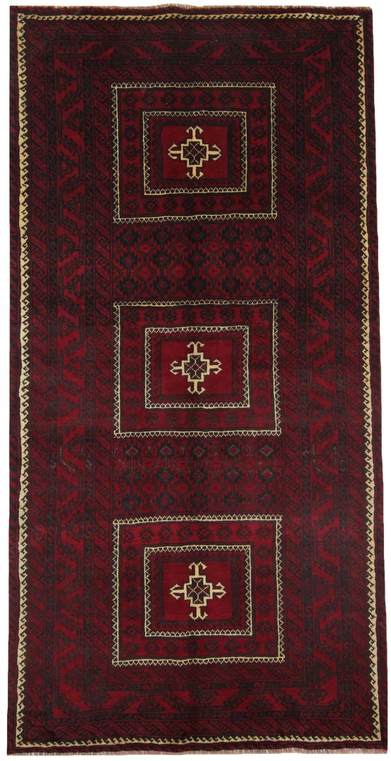 Belutsch Teppich 254 x 130 cm, Knotendichte 120.000 - 250.000 Knoten/m², handgeknüpft, Perserteppich