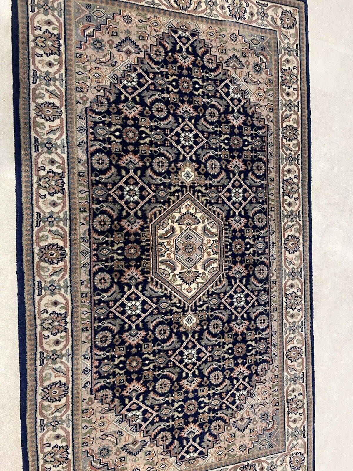 Wunderschöner Bijar Perserteppich 160x90 cm – Handgeknüpft aus 100% Schurwolle in Blau – Orientalisches Design