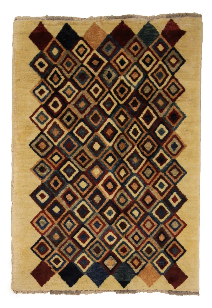 Gabbeh - Shuli 158 x 110 cm, Knotendichte 90.000 - 180.000/m², farbenfrohe Muster, handgeknüpft, Perserteppich