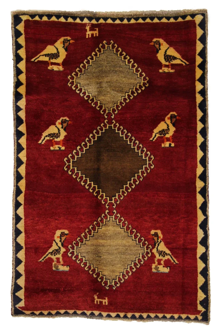 Gabbeh - Shuli Teppich 165 x 107 cm, 90.000 - 180.000 Knoten/m², frei erfundene Muster, handgeknüpft, Perserteppich