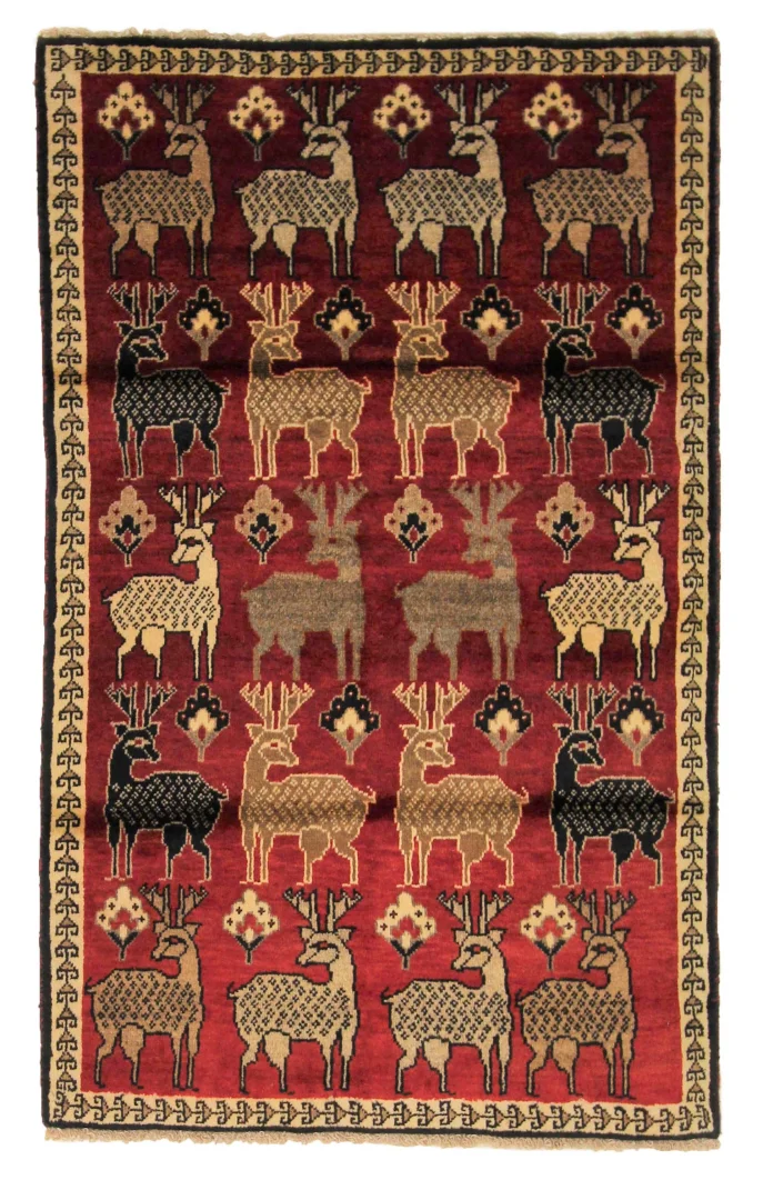 Gabbeh - Shuli 160 x 99 cm, 90.000 - 180.000 Knoten/m², Fantasievolle Muster, Handgeknüpft, Perserteppich