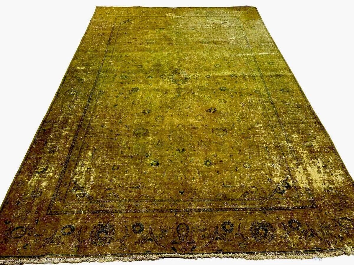 Vintage Super Perserteppich 330x224 cm - Handgeknüpft, 100% Wolle, Orientalisches Muster, Modernes Design, Top Qualität, Gold - Perserteppich