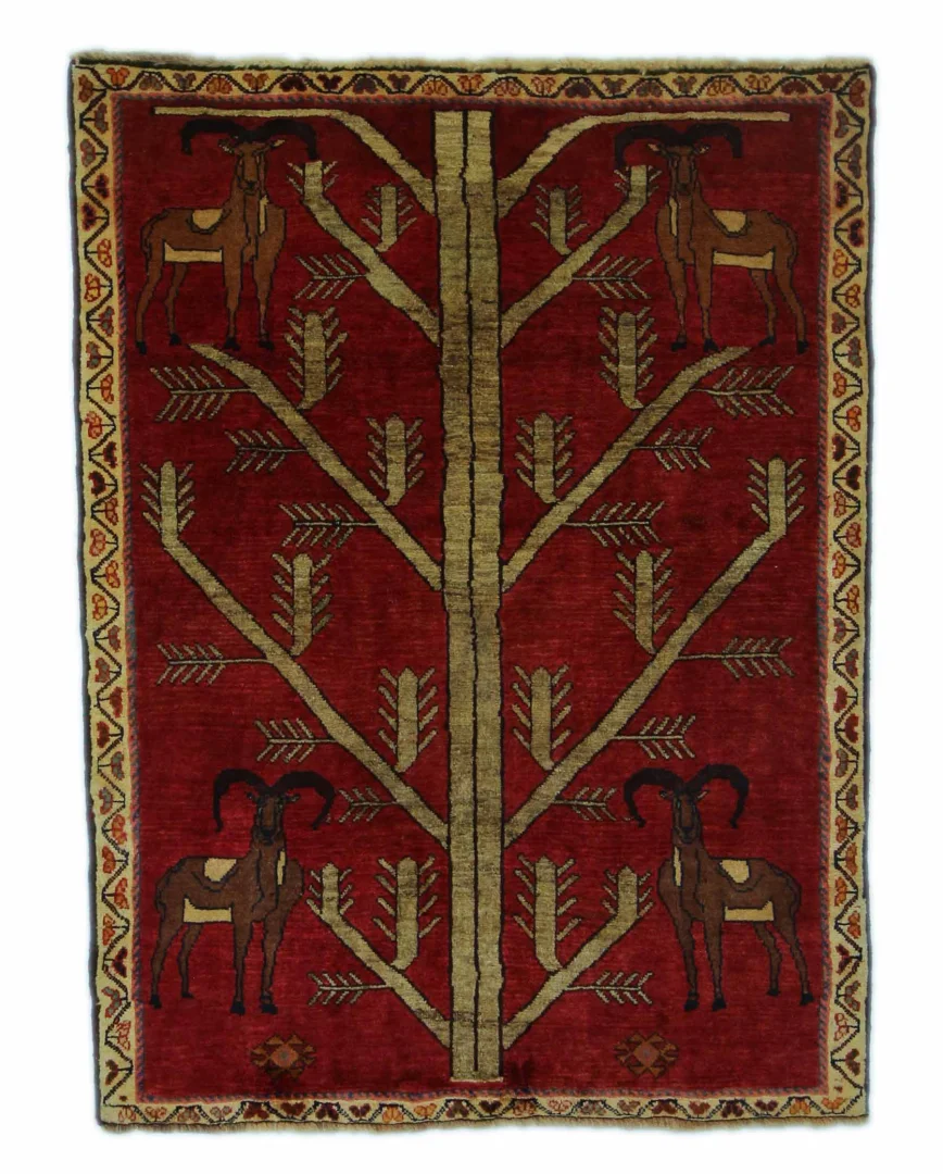 Gabbeh - Shuli Teppich 137 x 104 cm, Knotendichte 90.000 - 180.000/m², ausgefallene Muster auf glanzvoller Schurwolle, handgeknüpft, Perserteppich
