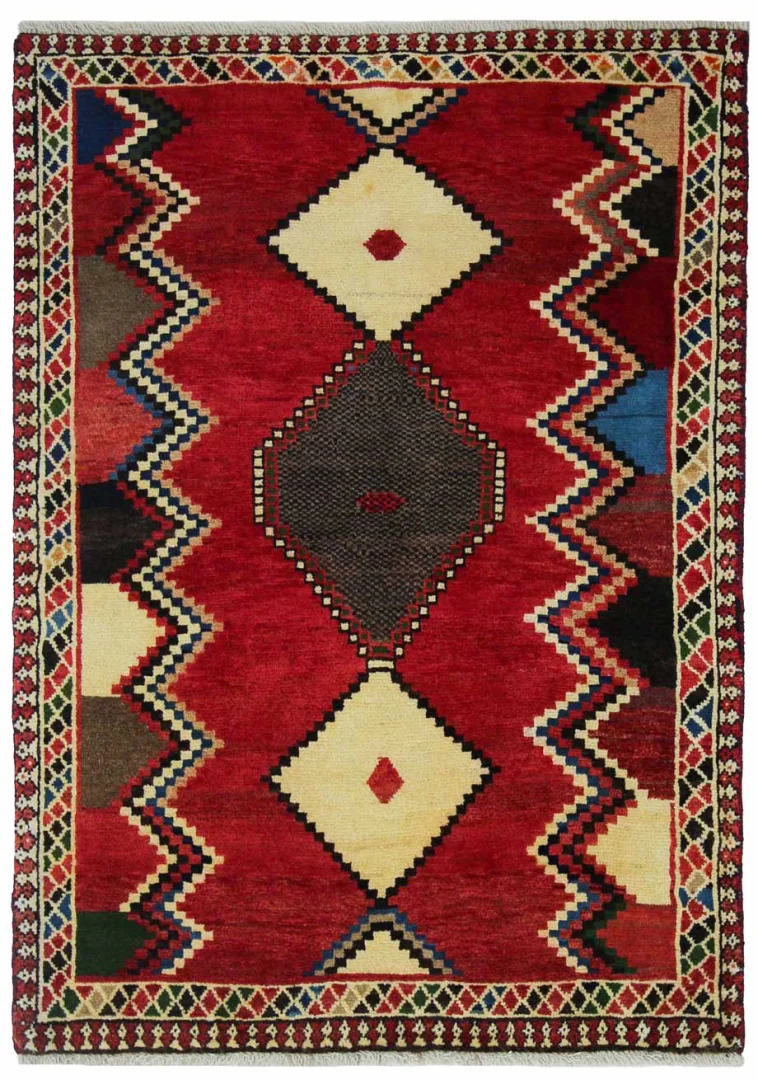 Gabbeh 142 x 102 cm - Ausgefallene Muster auf glanzvoller Schurwolle, Knotendichte 90.000 - 180.000/m², handgeknüpft, Perserteppich