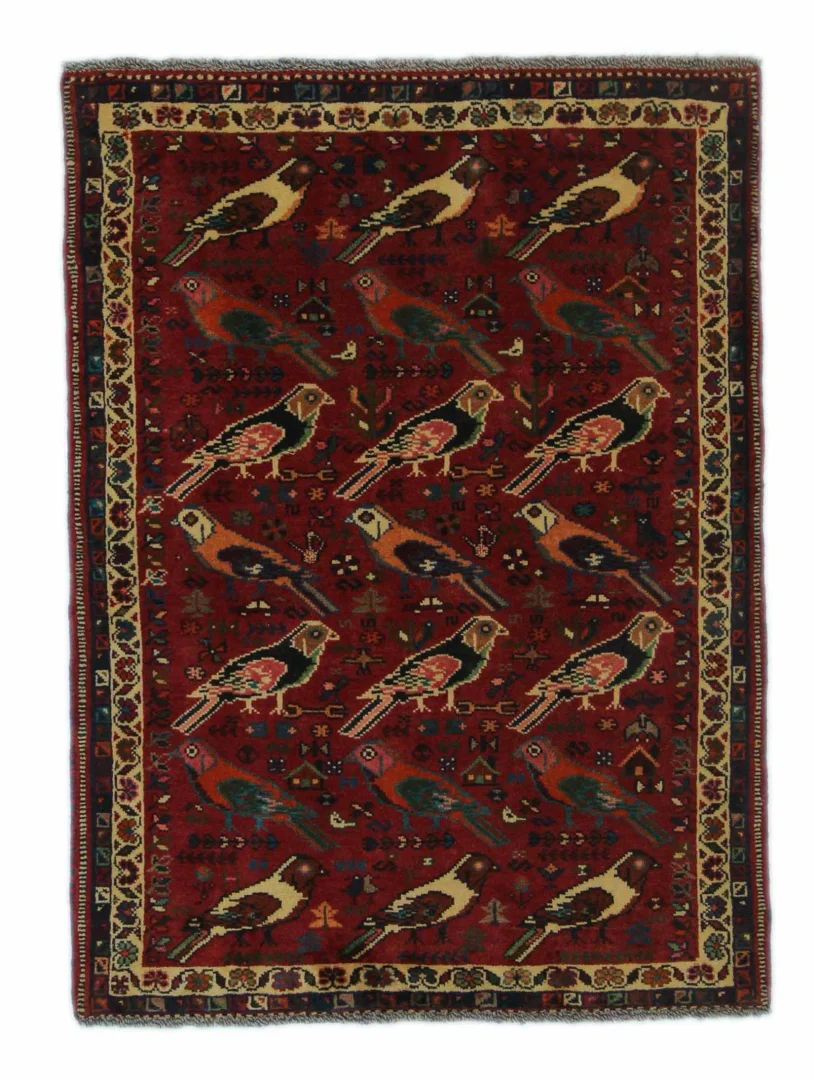 Gabbeh - Shuli Teppich 142 x 106 cm, ausgefallene Muster, Knotendichte 90.000 - 180.000 / m², handgeknüpft, Perserteppich