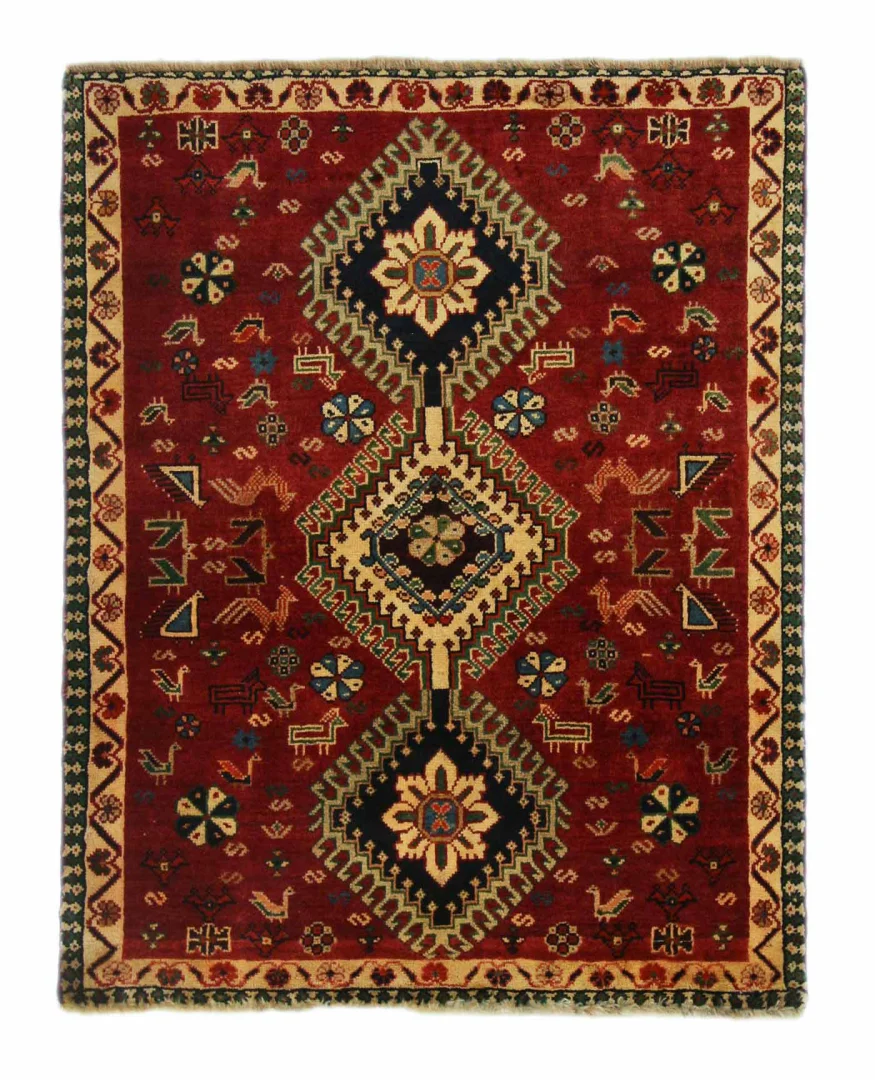 Gabbeh - Shuli Teppich 148 x 117 cm, ausgefallene Muster, 90.000 - 180.000 Knoten/m², handgeknüpft, Perserteppich