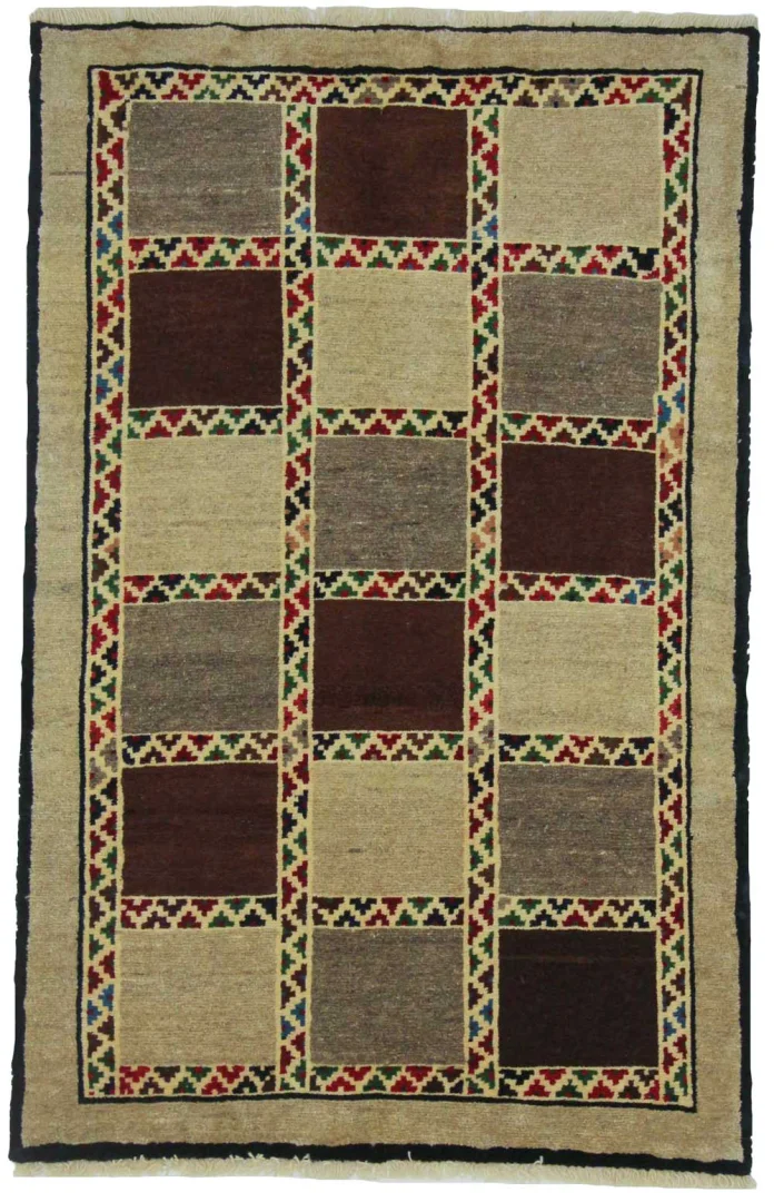 Gabbeh Shuli 150 x 96 cm – Ausgefallene Muster, Knotendichte 90.000 - 180.000/m², handgeknüpft, Perserteppich