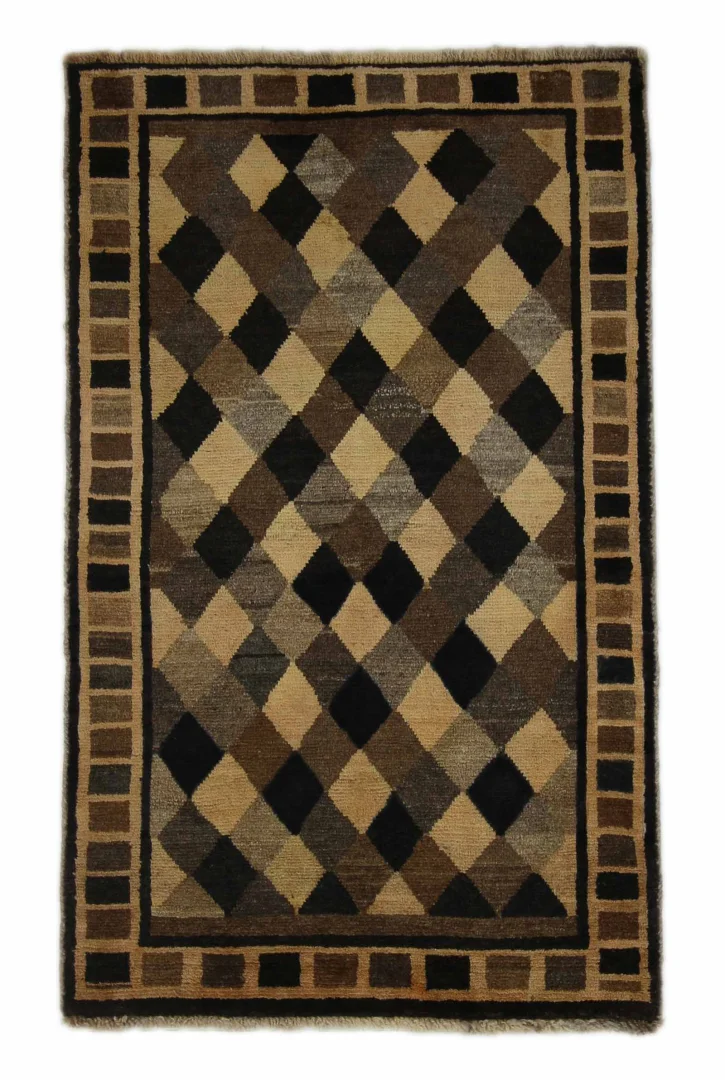 Gabbeh - Shuli Teppich 150 x 93 cm, ausgefallene Muster, Knotendichte: 90.000 - 180.000/m², handgeknüpft, Perserteppich