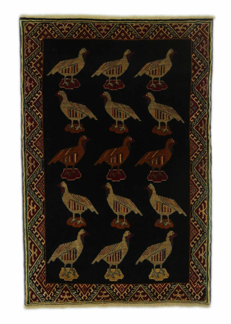 Gabbeh Shuli Teppich 151 x 101 cm, ausgefallene Muster, ca. 90.000 - 180.000 Knoten/m², handgeknüpft, Perserteppich
