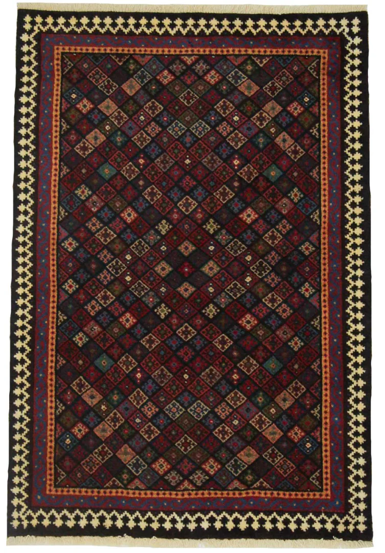 Gabbeh - Shuli Teppich 151 x 105 cm, Knotendichte 90.000 - 180.000 / m², ausgefallene Muster auf glanzvoller Schurwolle, handgeknüpft, Perserteppich
