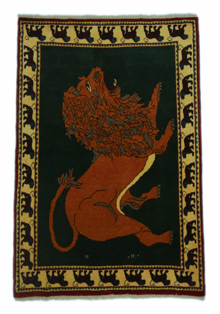 Gabbeh - Shuli 153 x 103 cm, ausgefallene Muster auf glanzvoller Schurwolle, Knotendichte: 90.000 - 180.000/m², handgeknüpft, Perserteppich