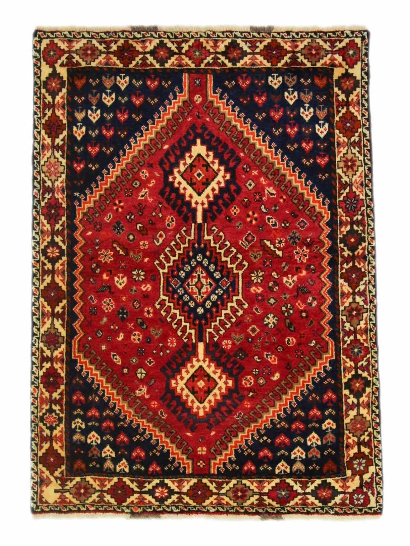 Gabbeh 155 x 113 cm, Knotendichte 90.000 - 180.000/m², ausgefallene Muster auf glanzvoller Schurwolle, handgeknüpft, Perserteppich