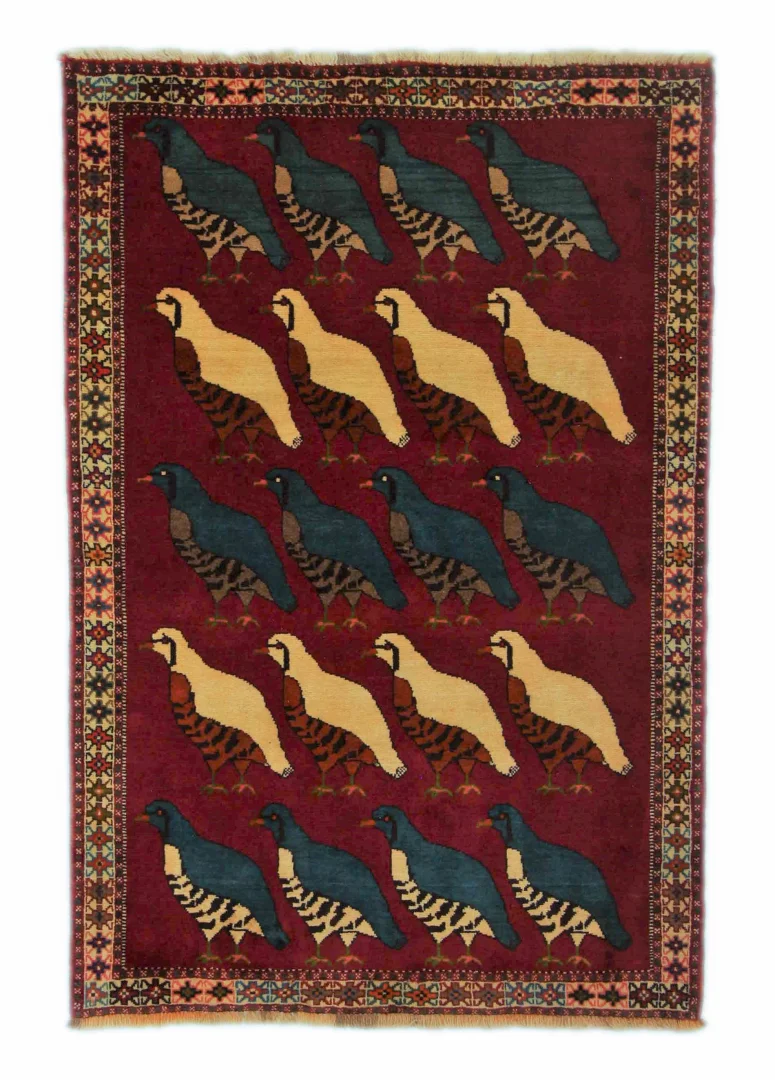 Gabbeh - Shuli Teppich 156 x 105 cm, 90.000 - 180.000 Knoten/m², ausgefallene Muster auf glanzvoller Schurwolle, handgeknüpft, Perserteppich
