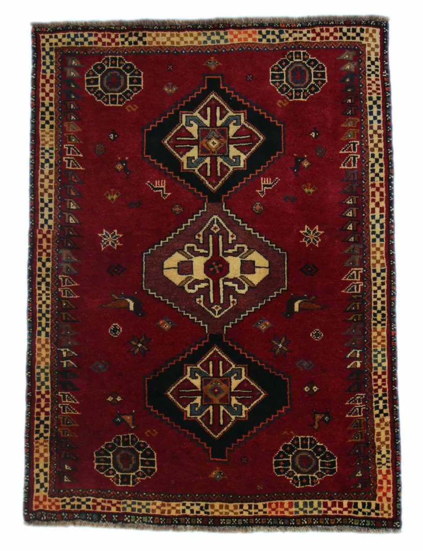 Gabbeh 160 x 118 cm - Gabbeh Shuli - Ausgefallene Muster auf glanzvoller Schurwolle, Knotendichte: 90.000 - 180.000/m², handgeknüpft, Perserteppich