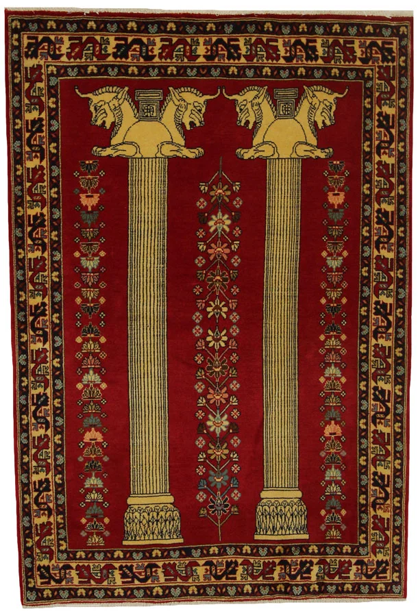 Gabbeh 161 x 110 cm, Knotendichte 90.000 - 180.000 / m², ausgefallene Muster auf glanzvoller Schurwolle, handgeknüpft, Perserteppich