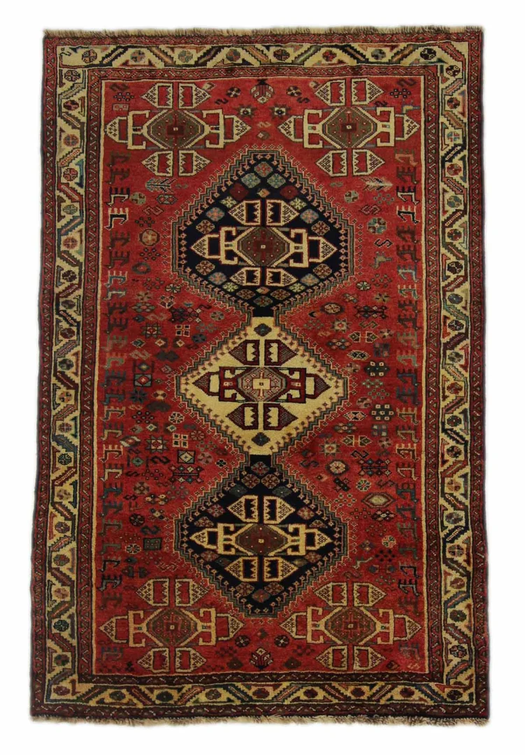 Gabbeh - Shuli Teppich 163 x 108 cm, ca. 90.000 - 180.000 Knotendichte, ausgefallene Muster, glanzvolle Schurwolle, handgeknüpft, Perserteppich