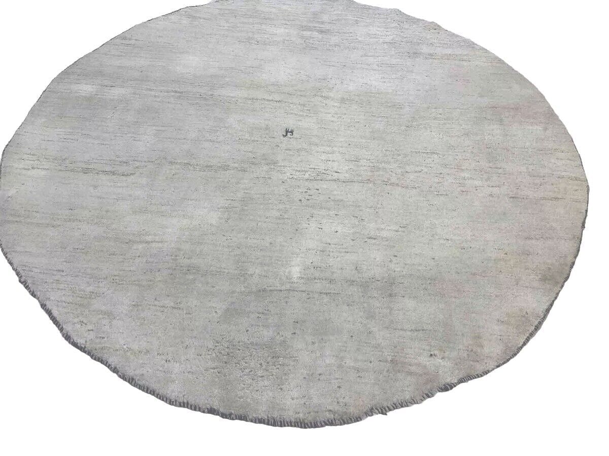 Natur Pur Perserteppich Rund 230cm – Handgesponnene Wolle in Hellgrau, Klassisches Chinesisches Design, Handgeknüpft, Perserteppich