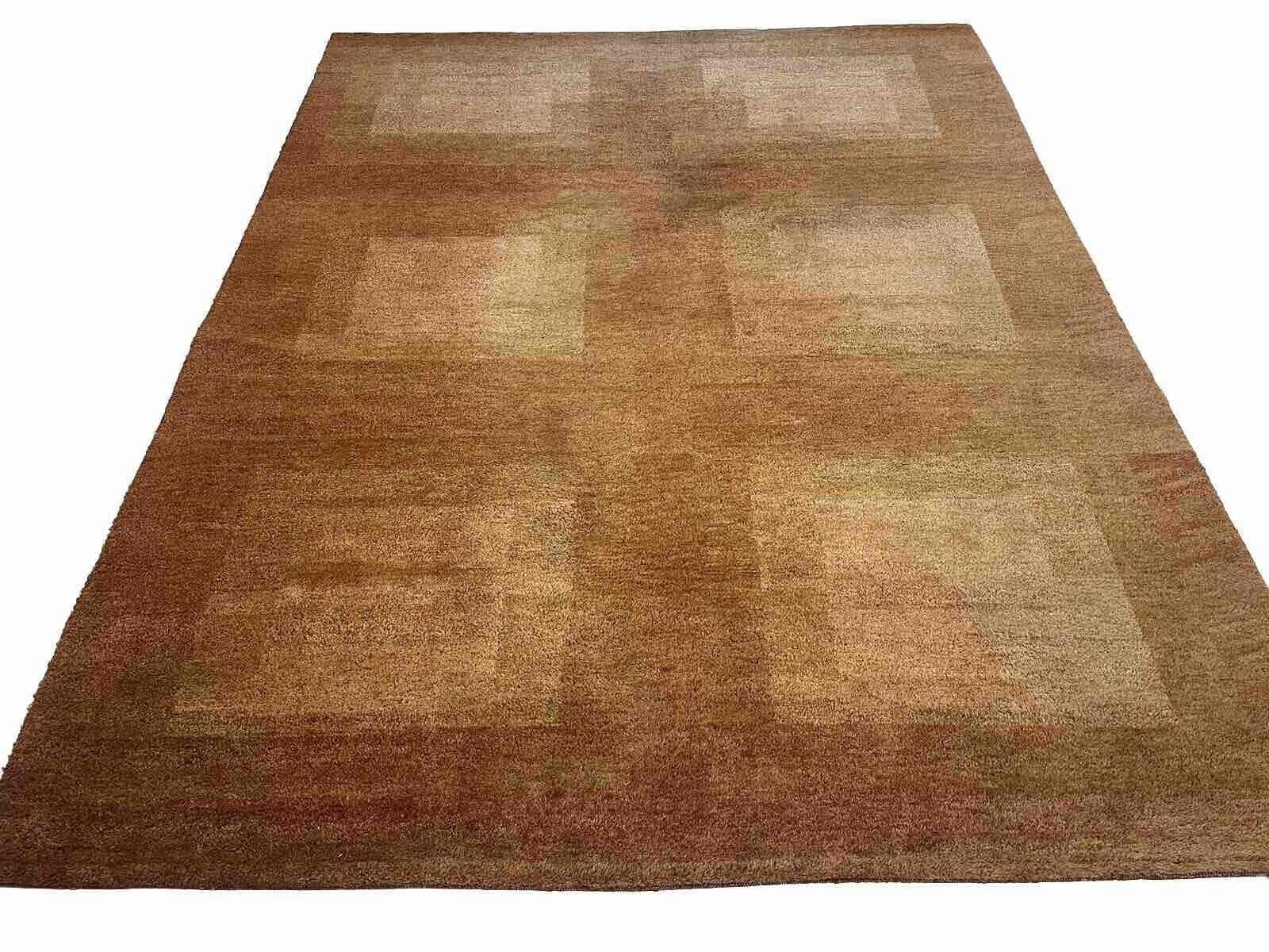Gabbeh Perserteppich 350x250 cm – Handgeknüpft, Reine Schafwolle, Hochflor, Rost Braun & Rot Orange