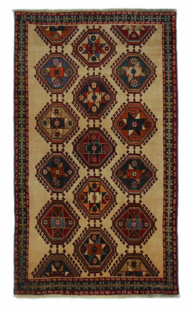 Gabbeh - Shuli Teppich 170 x 99 cm, ca. 90.000 - 180.000 Knoten/m², ausgefallene Muster auf glanzvoller Schurwolle, handgeknüpft, Perserteppich