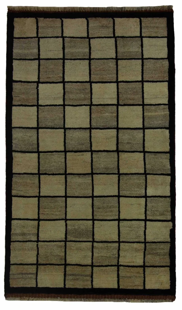 Gabbeh Shuli Teppich 176 x 106 cm, Knotendichte 90.000 - 180.000 / m², ausgefallene Muster auf glanzvoller Schurwolle, handgeknüpft, Perserteppich