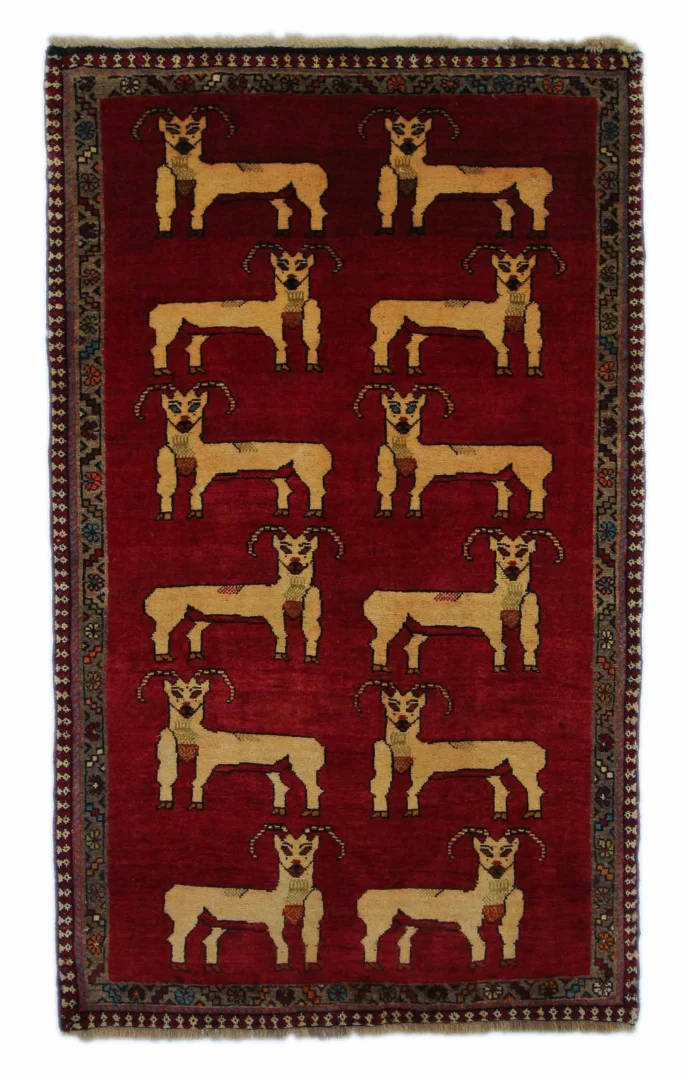 Gabbeh - Shuli Teppich 177 x 110 cm, ausgefallene Muster, 90.000 - 180.000 Knoten/m², handgeknüpft, Perserteppich