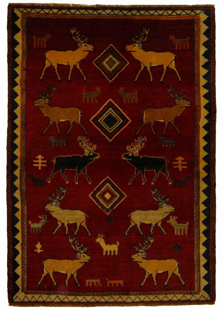 Gabbeh - Shuli Teppich 177 x 124 cm, Knotendichte 90.000 - 180.000/m², ausgefallene Muster auf glanzvoller Schurwolle, handgeknüpft, Perserteppich