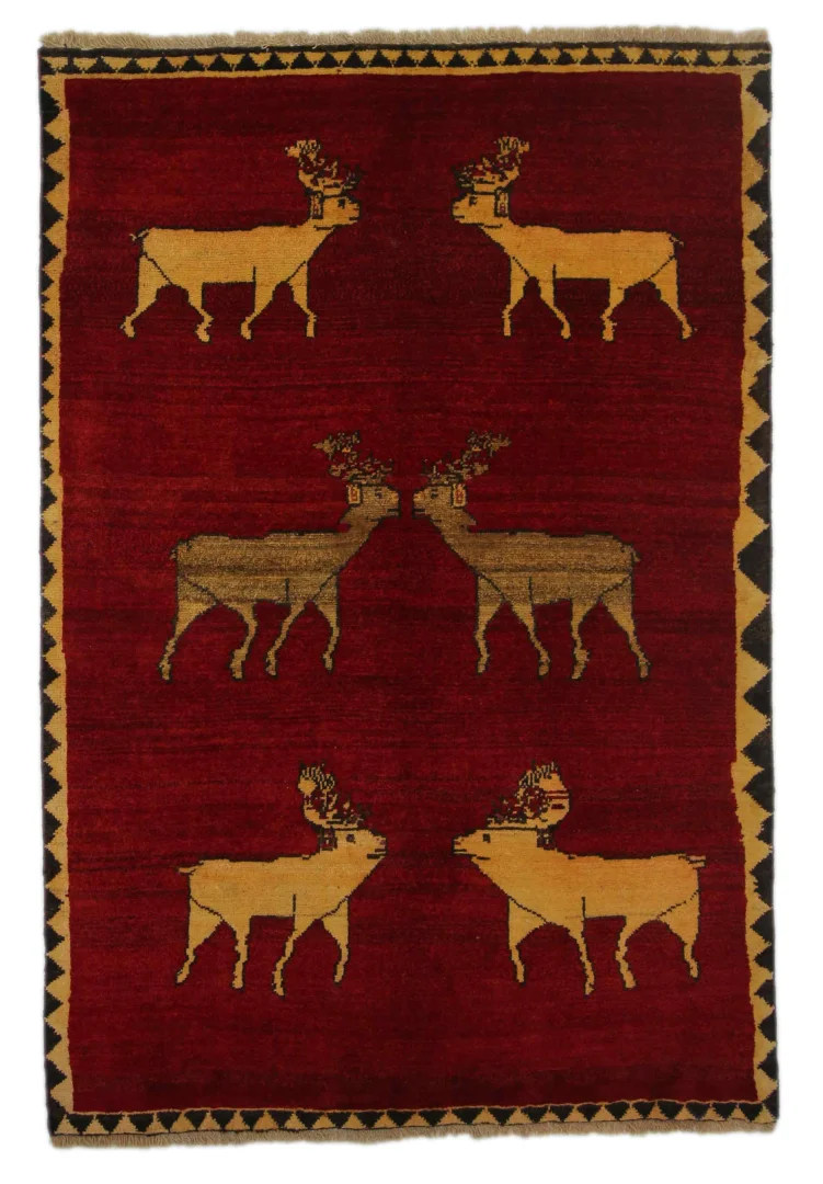 Gabbeh Shuli Teppich 178 x 121 cm, Knotendichte 90.000 - 180.000/m², ausgefallene Muster, handgeknüpft, Perserteppich