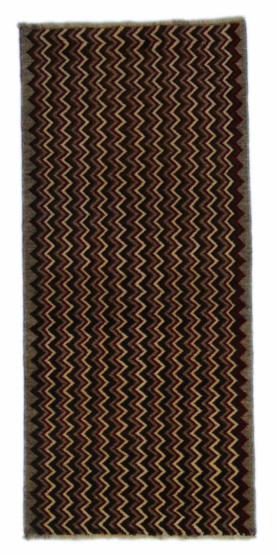 Gabbeh - Shuli 180 x 82 cm, Knotendichte 90.000 - 180.000/m², ausgefallene Muster in Rot, Beige, Grau und Braun, handgeknüpft, Perserteppich