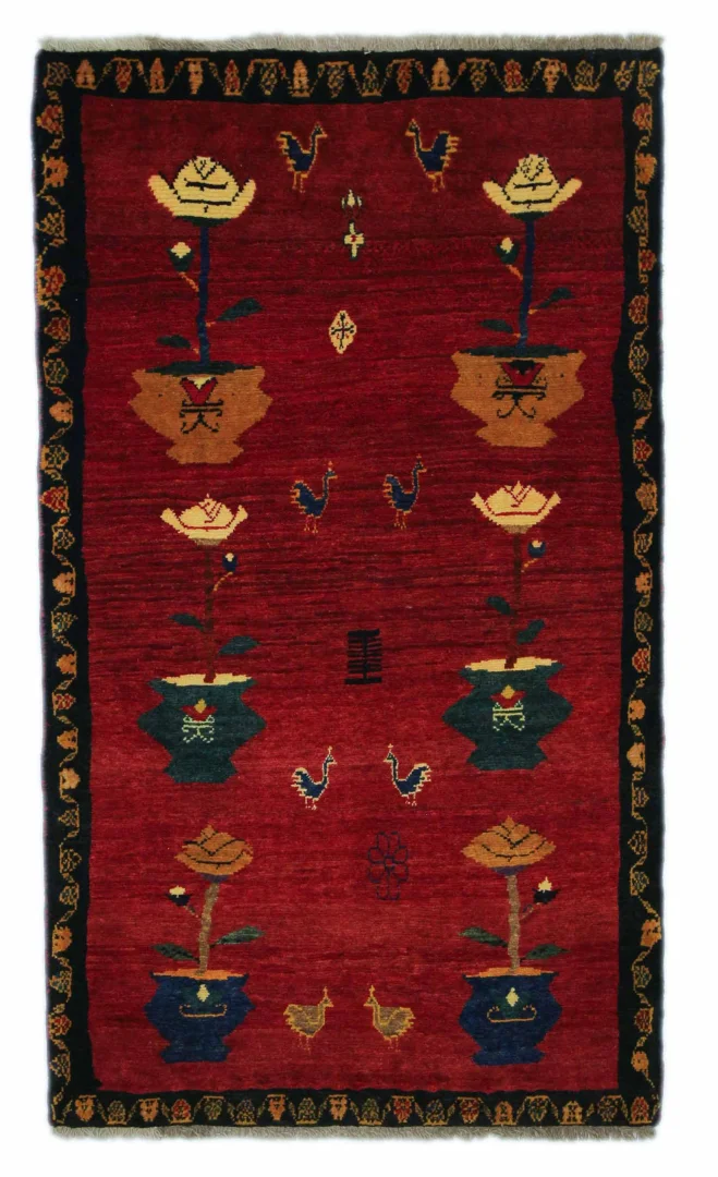 Gabbeh 182 x 107 cm - Knotendichte 90.000 - 180.000 / m² - Ausgefallene Muster auf glanzvoller Schurwolle - handgeknüpft - Perserteppich