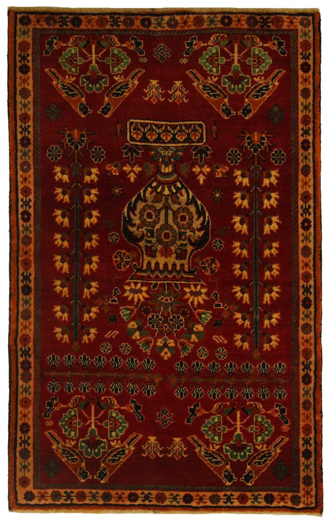 Gabbeh 184 x 115 cm – Ausgefallene Muster auf glanzvoller Schurwolle, Knotendichte 90.000 - 180.000/m², handgeknüpft, Perserteppich