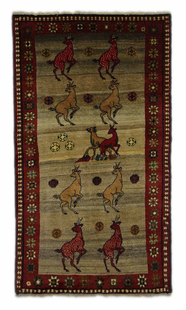 Gabbeh - Shuli Teppich 187 x 105 cm, ausgefallene Muster, 90.000 - 180.000 Knoten/m², handgeknüpft, Perserteppich