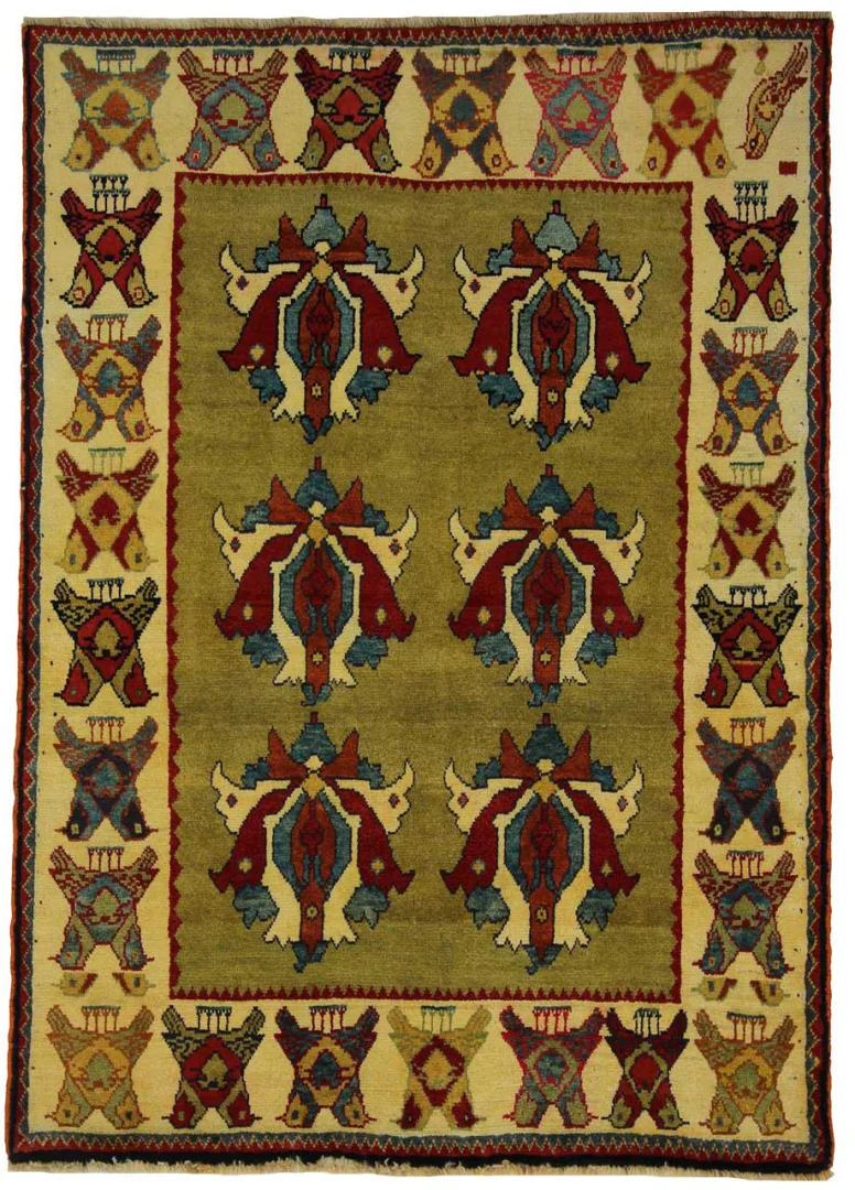 Gabbeh 187 x 133 cm - Gabbeh Shuli - Ausgefallene Muster auf glanzvoller Schurwolle, Knotendichte: 90.000 - 180.000/m² - handgeknüpft - Perserteppich