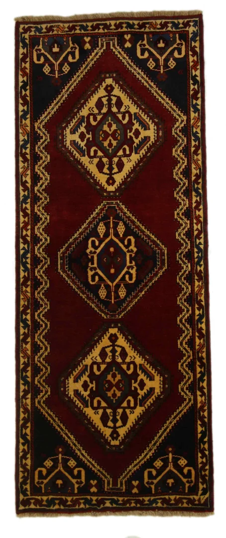 Gabbeh Shuli Teppich 187 x 84 cm, 90.000 - 180.000 Knoten, ausgefallene Muster auf glanzvoller Schurwolle, handgeknüpft, Perserteppich